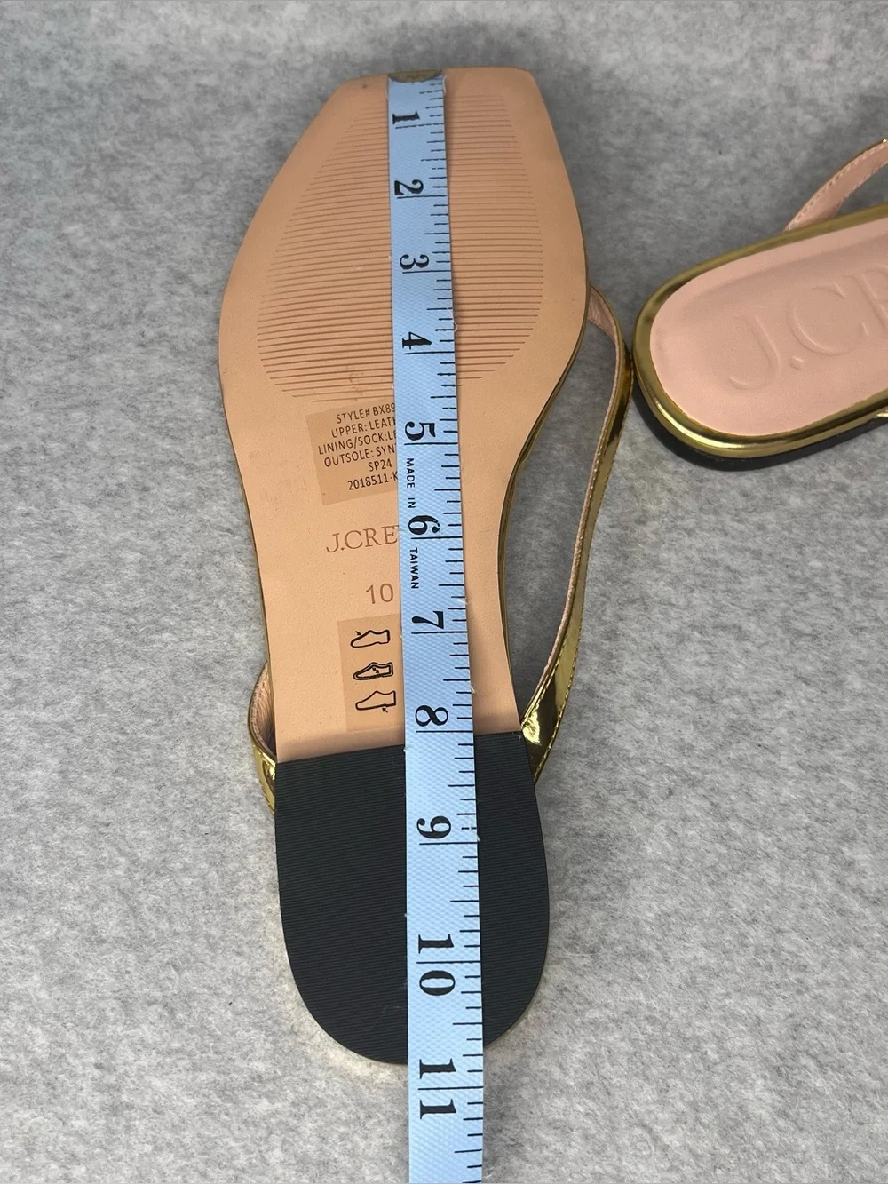 J.Crew Capri Thong Sandals Square Toe Metallic Gold Leather Size 10 NEW